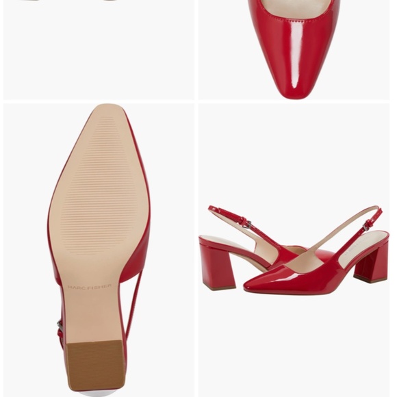 NIB Marc Fisher Red Patent Leather Slingback Pumps Block heel Shoes Sz 8.5 - Picture 10 of 10